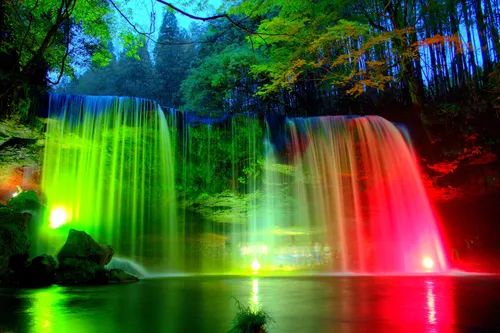Красивые Природы Фото водопад с деревьями вокруг него
