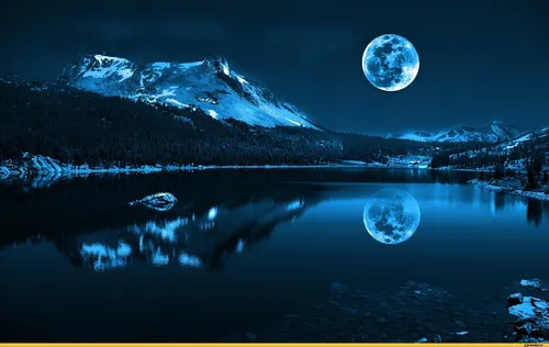 Красивые Природы Фото луна над озером