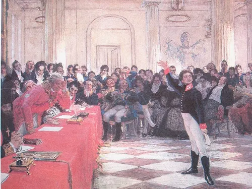 Берил Кук, Пушкин Фото человек, стоящий перед большой группой людей, сидящих в креслах