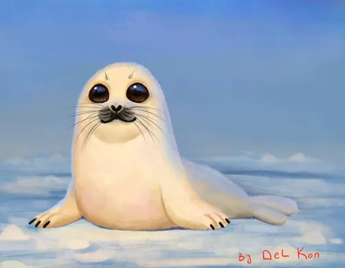 Тюлень Фото белый тюлень с голубым небом