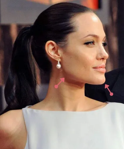 Анджелина Джоли, В Профиль Фото женщина с оттянутыми назад волосами