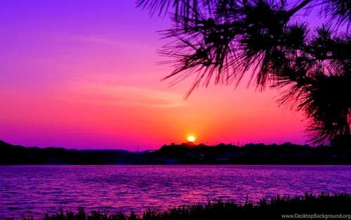 Заката Фото закат над озером