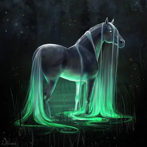 Лошадей Фото лошадь с зелеными огнями