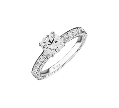 Белое Фото серебряное кольцо с бриллиантом