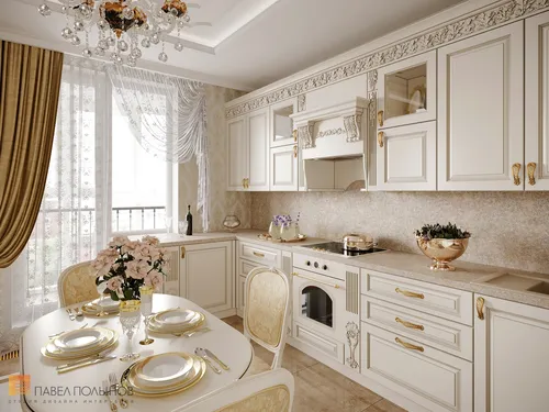 Дизайн Кухни Фото кухня с обеденным столом и белыми шкафами