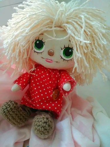 Домовенок Кузя Фото кукла в красной рубашке и белом платье