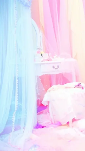 Розовый Милые Обои на телефон кровать с розовой занавеской