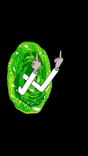 Рик И Морти Обои на телефон зелено-белый логотип