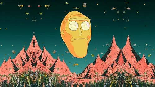 Рик И Морти Обои на телефон карикатура на желтую луну