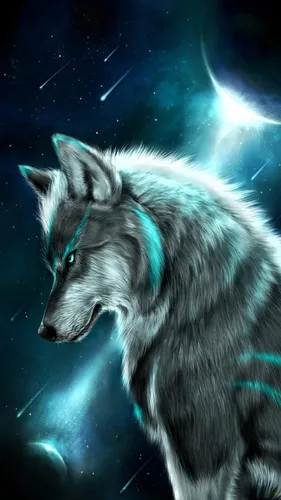 Волк Обои на телефон волк с синим ошейником