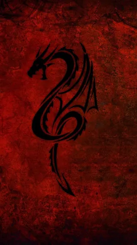 Дракон Обои на телефон черный символ на красной поверхности