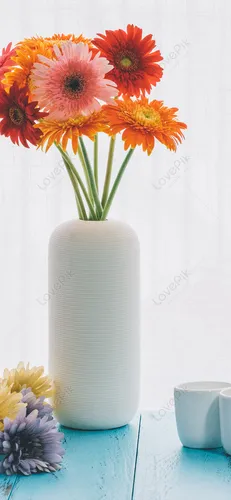 Модный Современный Обои на телефон ваза с оранжевыми цветами
