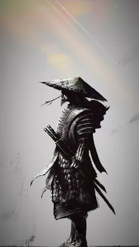 Самурай Обои на телефон черно-белая фотография дракона