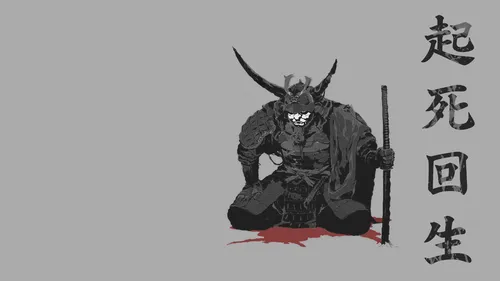 Самурай Обои на телефон черно-белое изображение человека в одежде с мечом