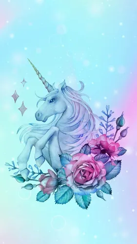 Unicorn Единорог Обои на телефон дельфин с цветами