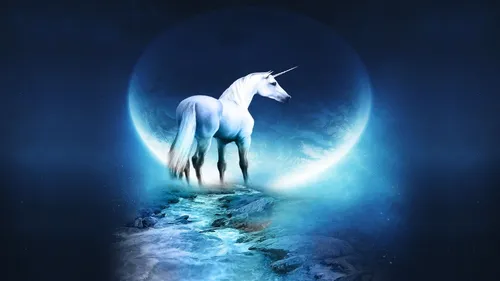 Unicorn Единорог Обои на телефон белая лошадь с рогами и единорог в темноте