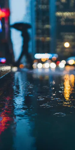 Дождь Обои на телефон размытое изображение ночной городской улицы