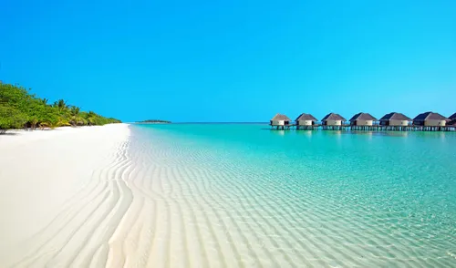 Мальдивы Обои на телефон пляж с домиками на нем