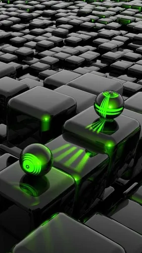 3D Обои на телефон зеленая игрушечная фигурка на клавиатуре