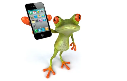 3D Обои на телефон лягушка рядом с мобильным телефоном