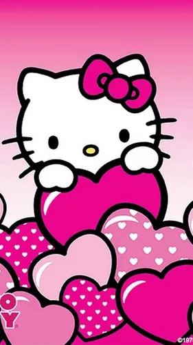 Хелло Китти Обои на телефон розово-белый мультипликационный персонаж
