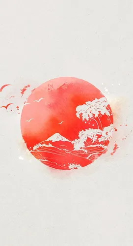 Японский Стиль Обои на телефон красный шар с белыми пятнами