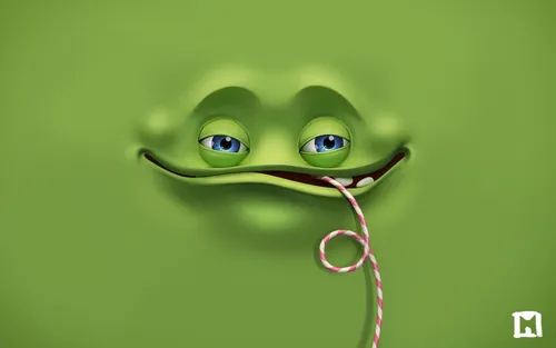 Прикольный Мультяшные Обои на телефон зеленая лягушка с большими глазами