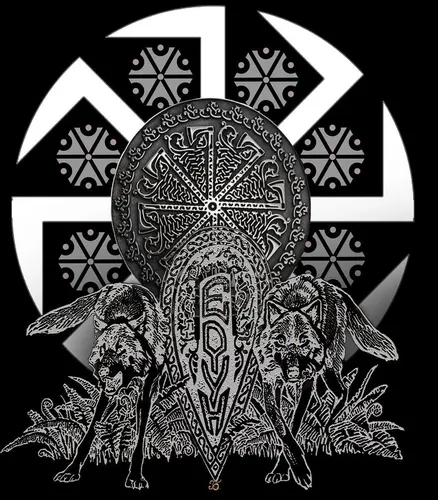 Славянские Обои на телефон черно-белый рисунок человека с мечом и щитом