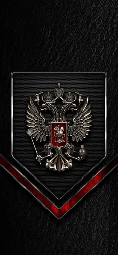 Флаг России Обои на телефон металлическая эмблема с короной