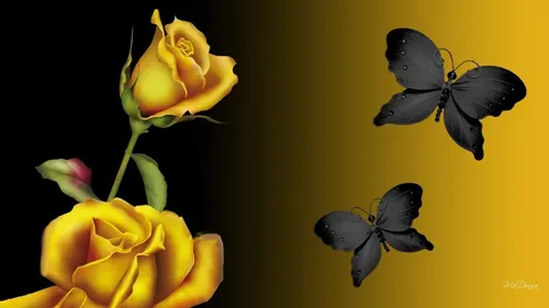 Желтые Обои на телефон бабочка на цветке