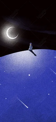 Луна Обои на телефон человек, идущий по синей поверхности