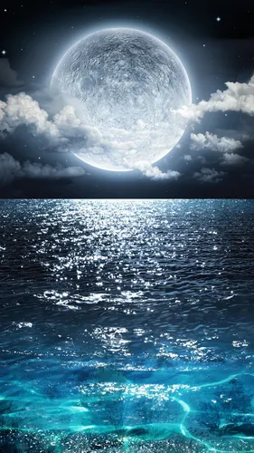 Луна Обои на телефон сильный шторм в океане