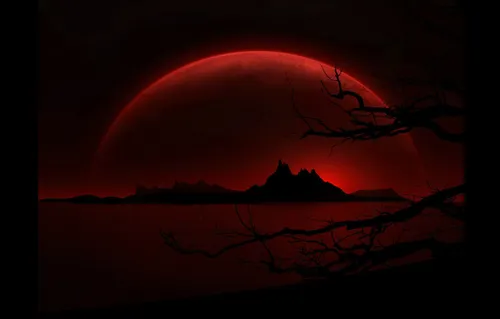 Луна Обои на телефон красный закат над горным хребтом