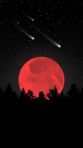 Луна Обои на телефон красная луна в ночном небе
