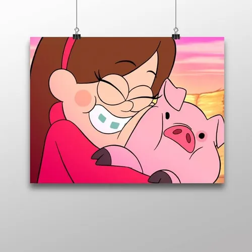 Мейбл И Пухля Обои на телефон розово-белый рисунок девушки в очках