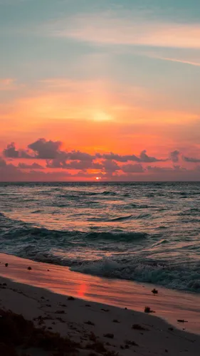 Море Закат Обои на телефон пляж с закатом
