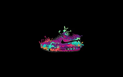 Nike Обои на телефон красочный дизайн на черном фоне