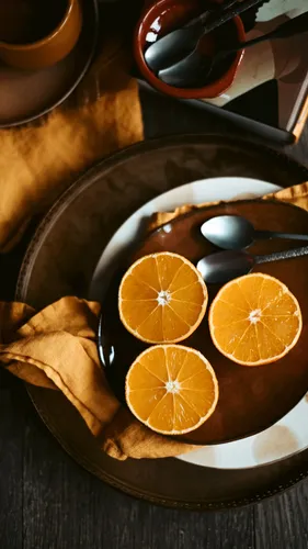 Еда Обои на телефон тарелка апельсинов и тарелка супа