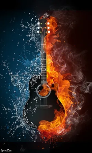 Огонь Обои на телефон гитара в огне