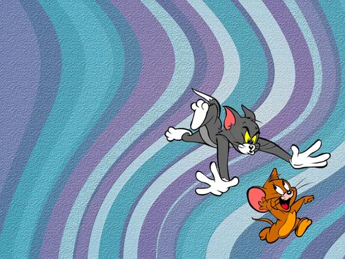 Том И Джерри Обои на телефон мультфильм с собакой и кошкой на бело-голубом фоне