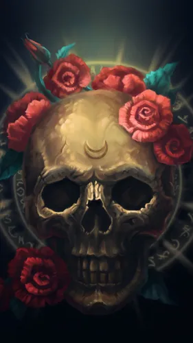 Череп Обои на телефон череп с розами на нем