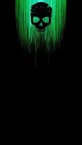 Череп Обои на телефон зеленый свет в темной комнате