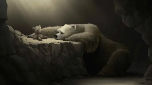 Депрессивные Обои на телефон белый медведь лежит на скале