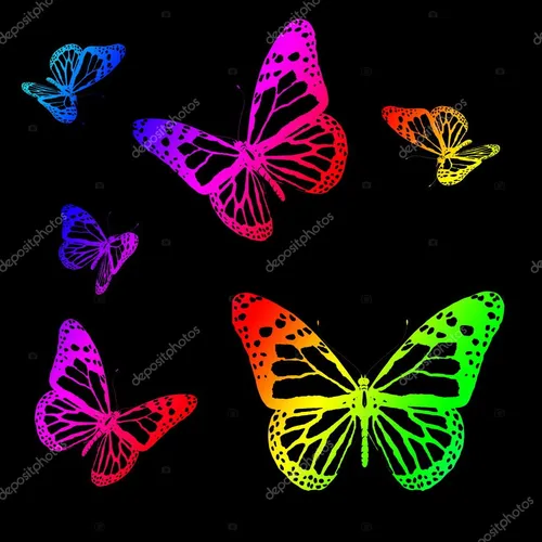 Бабочки На Черном Фоне Обои на телефон картинки