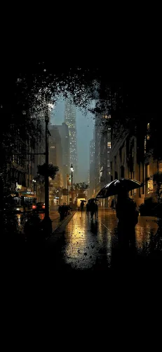 Высокого Качества Обои на телефон люди, идущие под дождем с зонтиками