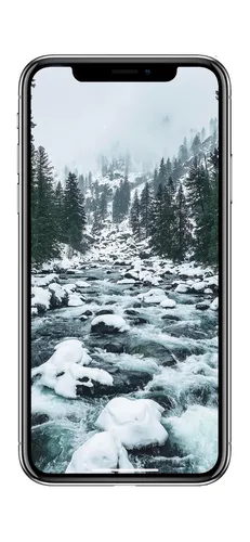 Зима Уют Обои на телефон мобильный телефон с изображением заснеженного леса и озера